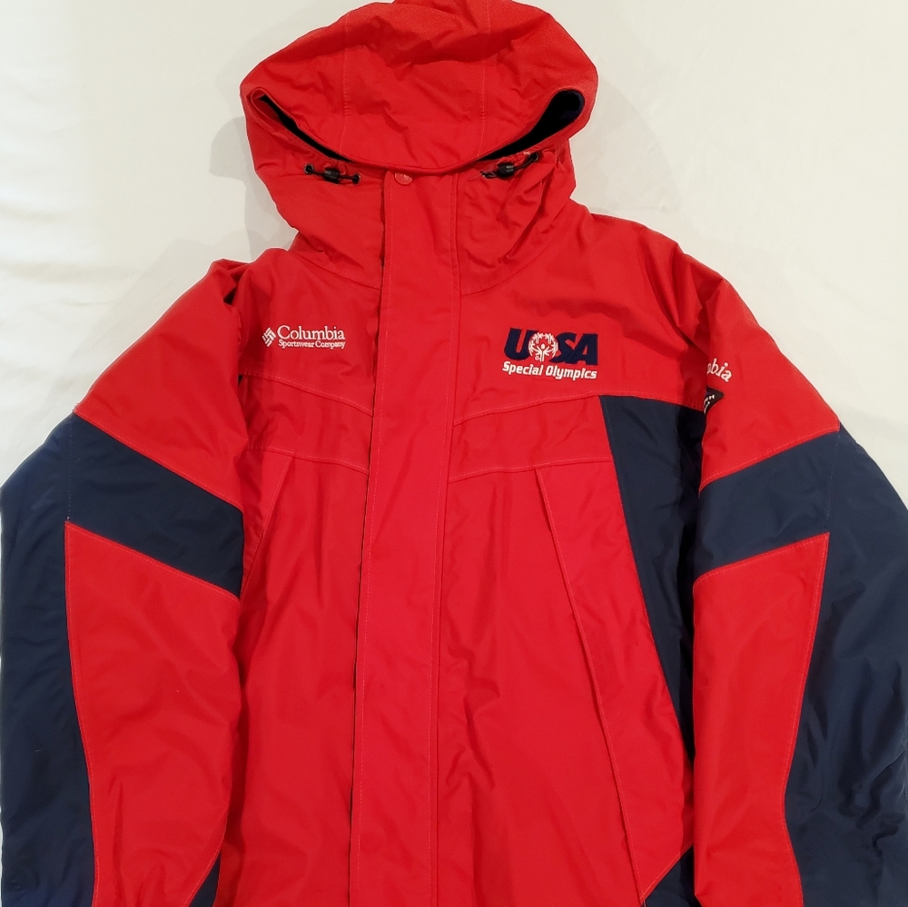 Columbia Omni Tech Waterproof Breathable Red/Black Men's Jacket, Size Medium